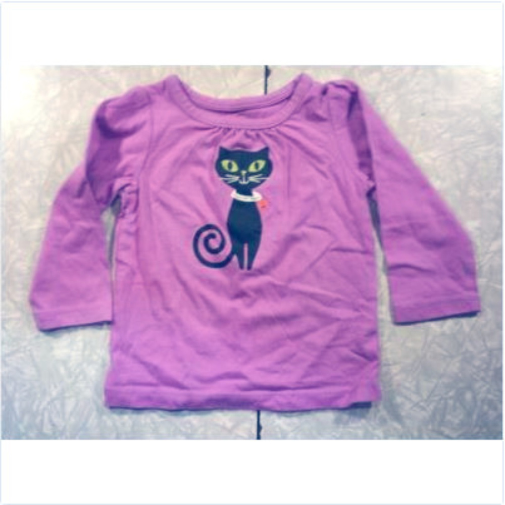 'Trick or Treat' Purple w Black Cat Halloween Top